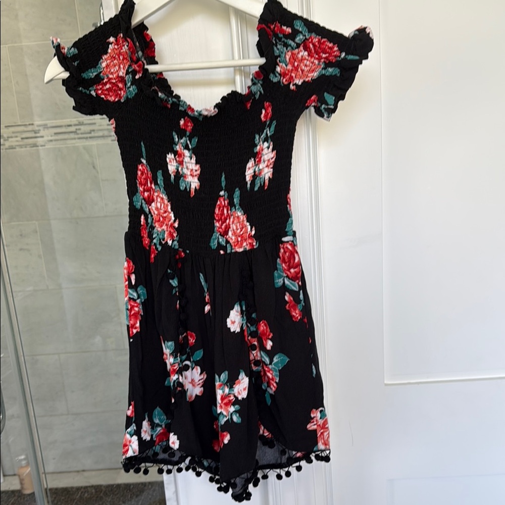 Floral Off-Shoulder Black Romper